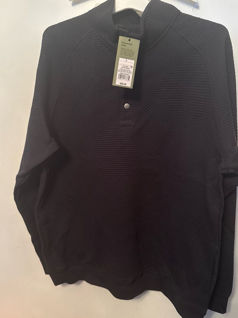 Goodfellow & Co Dark Grey Quilted Mock-Neck Pullover